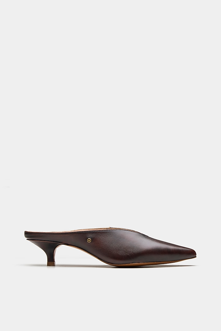 Brown Genuine Leather Kitten Heels by Oroh at Pernia's Pop Up Shop