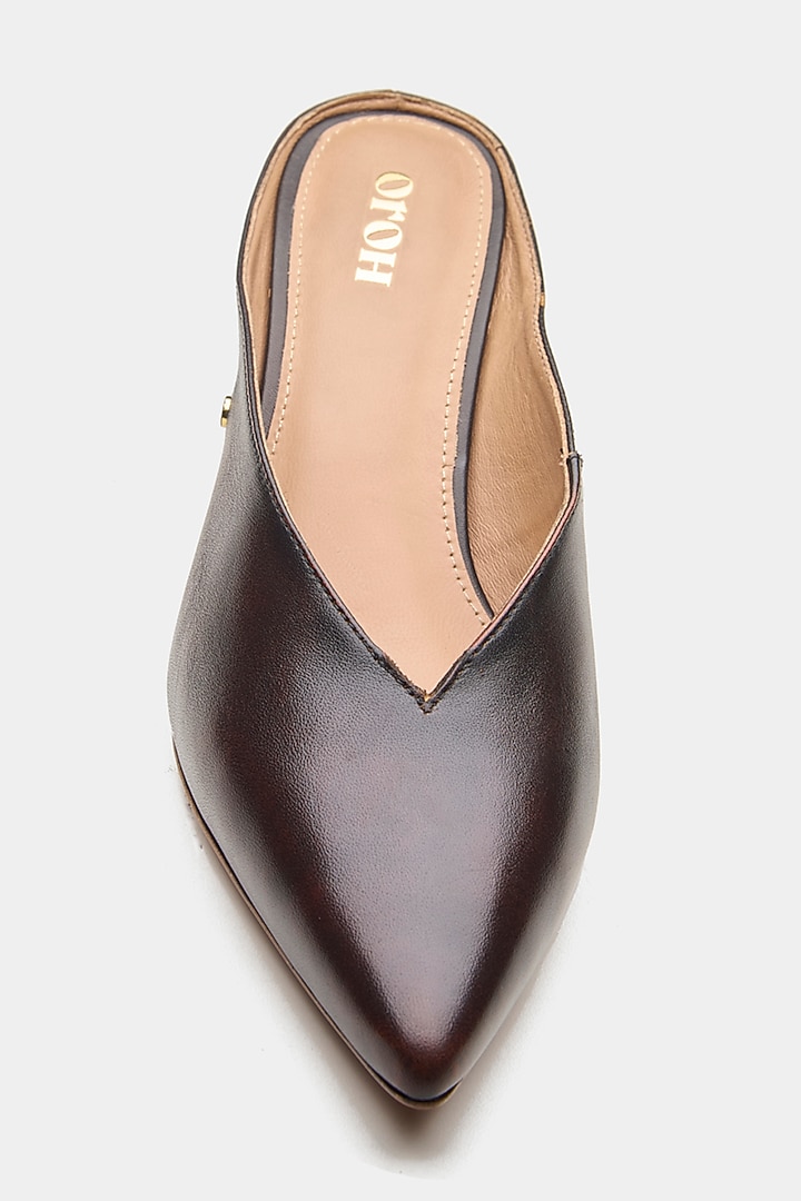Brown Genuine Leather Kitten Heels by Oroh at Pernia's Pop Up Shop