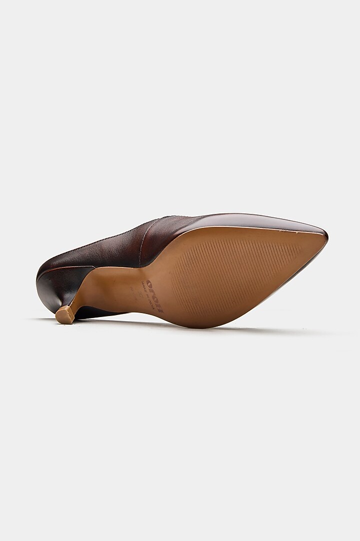 Brown Genuine Leather Kitten Heels by Oroh at Pernia's Pop Up Shop