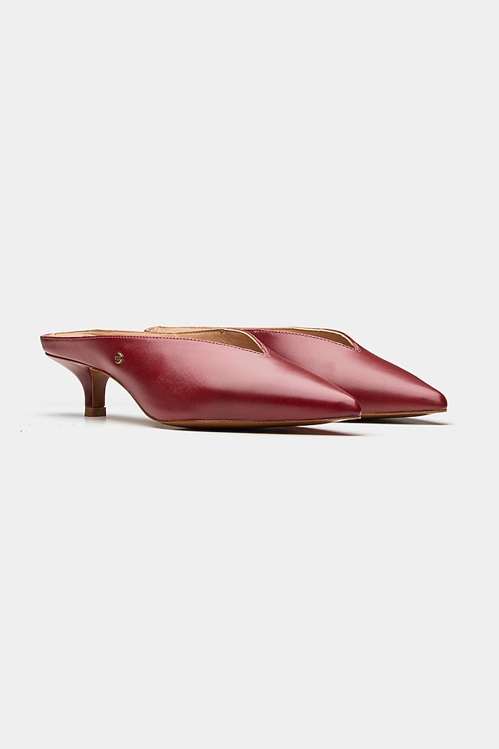 Maroon Genuine Leather Kitten Heels by Oroh at Pernia's Pop Up Shop