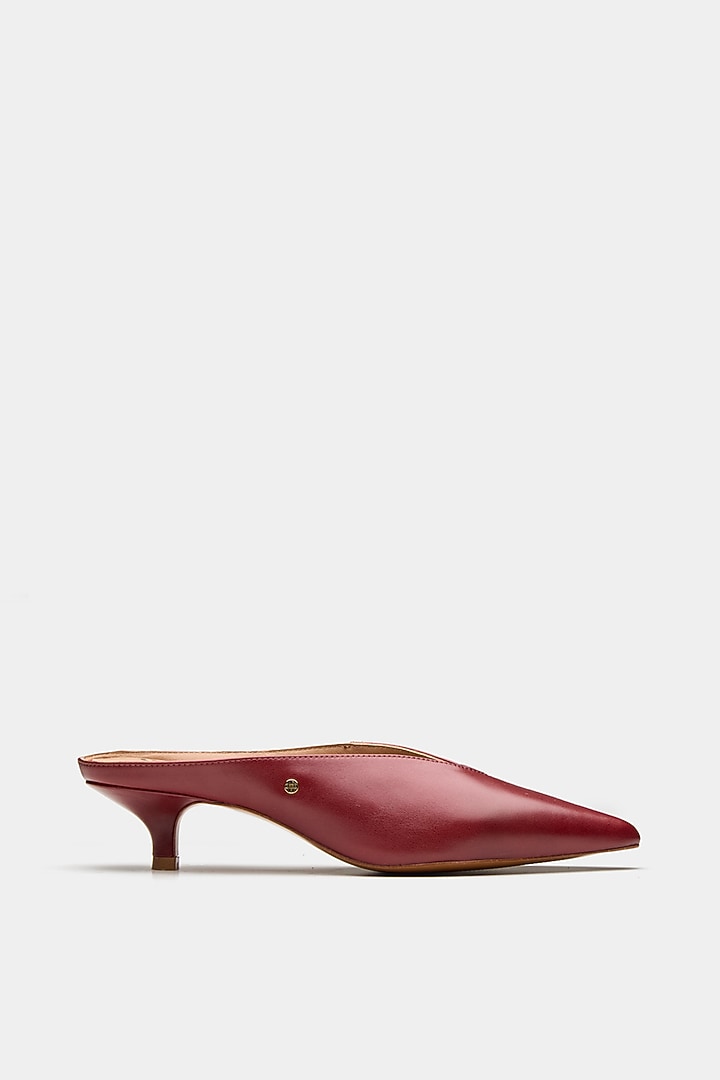 Maroon Genuine Leather Kitten Heels by Oroh at Pernia's Pop Up Shop