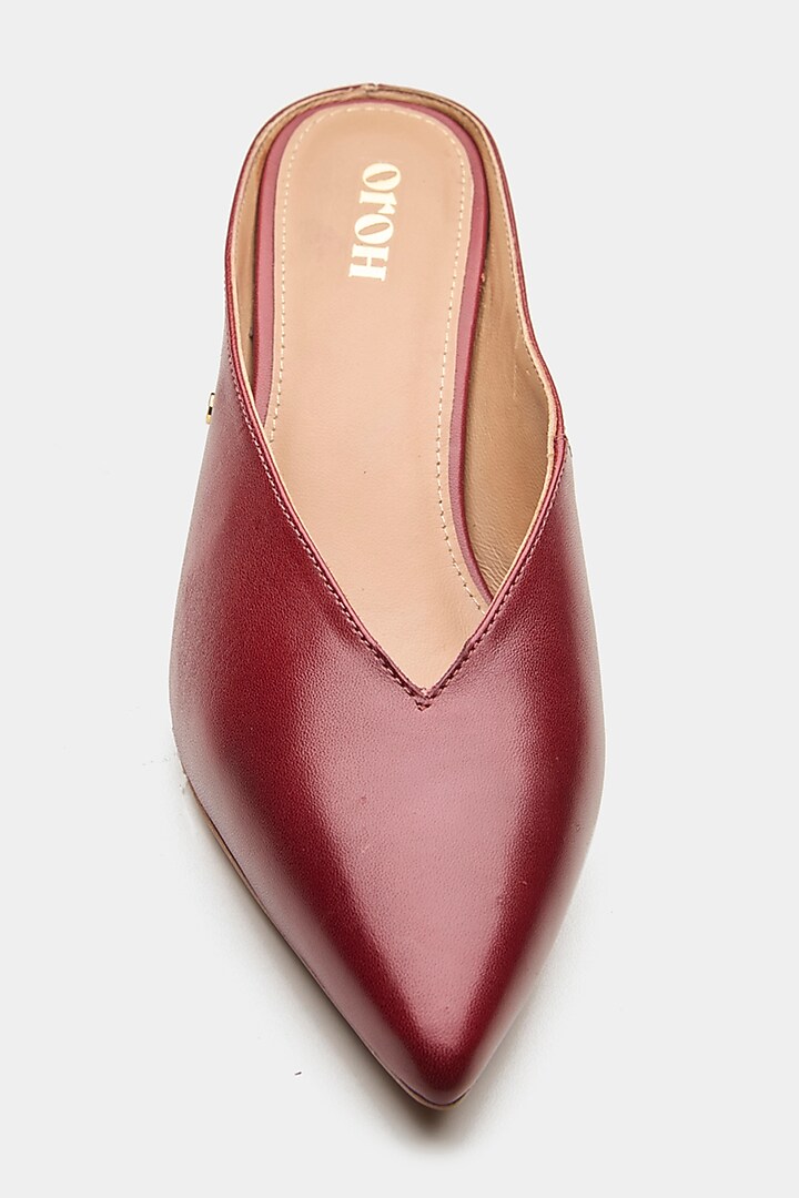 Maroon Genuine Leather Kitten Heels by Oroh at Pernia's Pop Up Shop