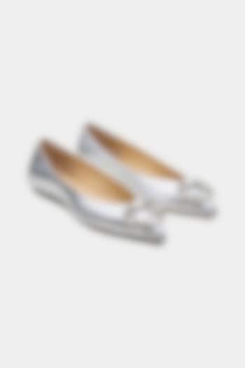 Silver Genuine Leather Flats by Oroh at Pernia's Pop Up Shop