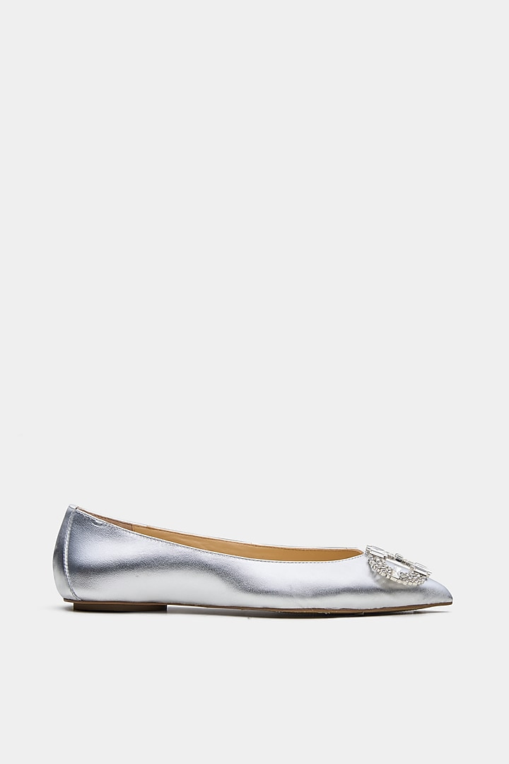 Silver Genuine Leather Flats by Oroh at Pernia's Pop Up Shop