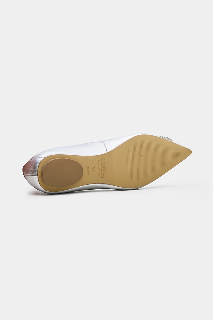 Silver Genuine Leather Flats by Oroh at Pernia's Pop Up Shop