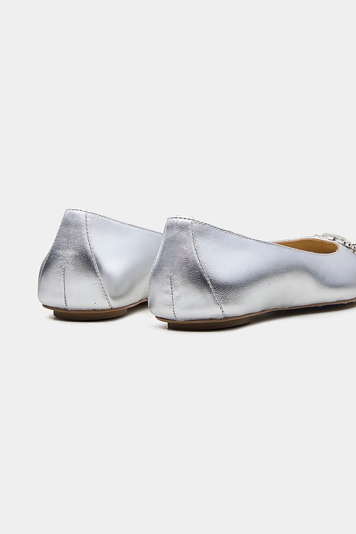 Silver Genuine Leather Flats by Oroh at Pernia's Pop Up Shop