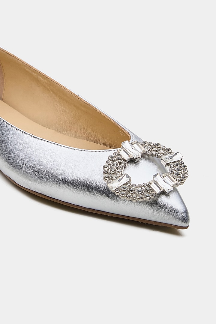 Silver Genuine Leather Flats by Oroh at Pernia's Pop Up Shop