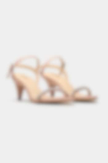 Pink Genuine Leather Rhinestone Embellished Heels by Oroh at Pernia's Pop Up Shop