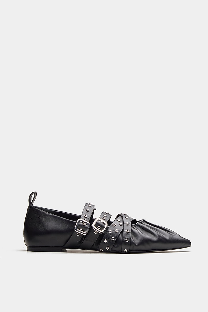 Black Genuine Leather Ballerina Flats by Oroh at Pernia's Pop Up Shop