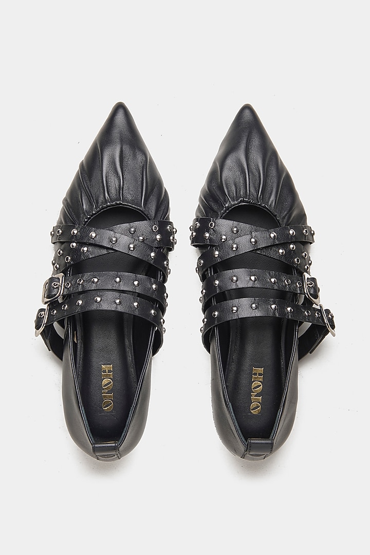 Black Genuine Leather Ballerina Flats by Oroh at Pernia's Pop Up Shop