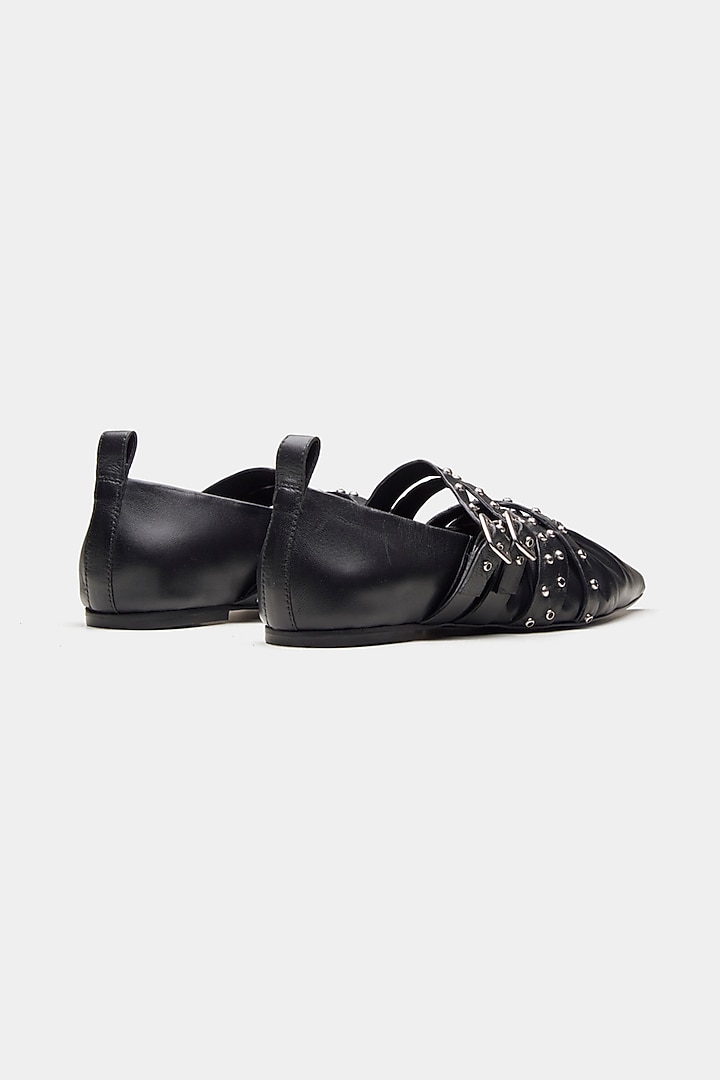 Black Genuine Leather Ballerina Flats by Oroh at Pernia's Pop Up Shop