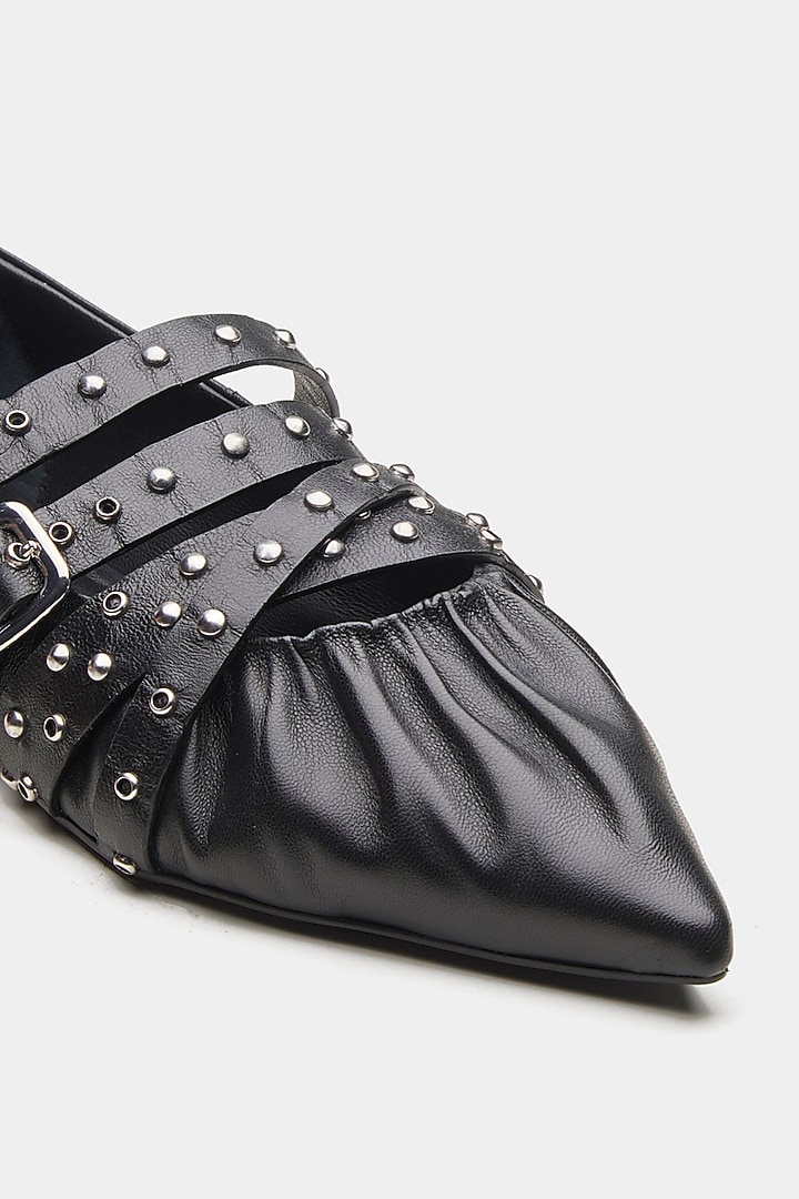 Black Genuine Leather Ballerina Flats by Oroh at Pernia's Pop Up Shop