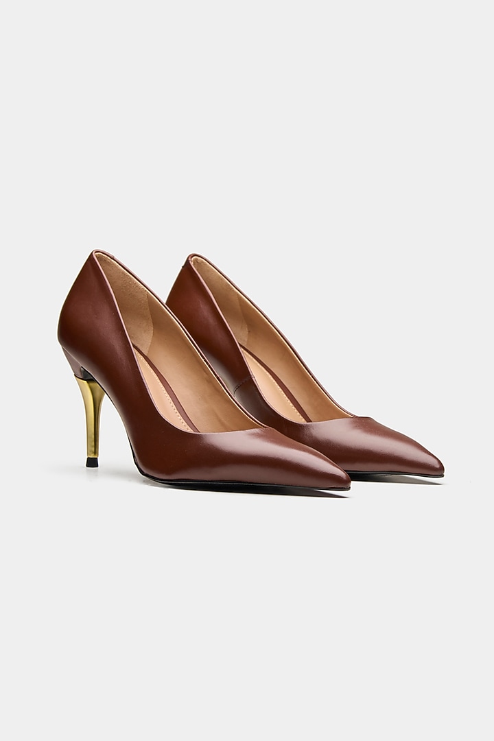 Brown Genuine Leather Heels by Oroh at Pernia's Pop Up Shop