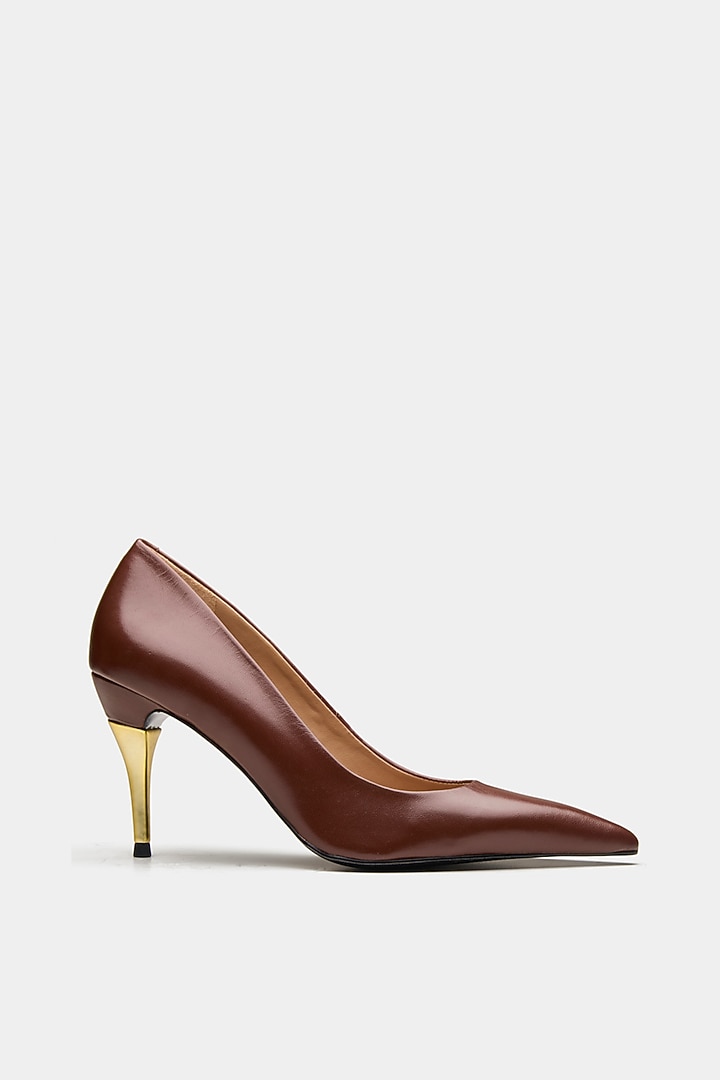 Brown Genuine Leather Heels by Oroh at Pernia's Pop Up Shop