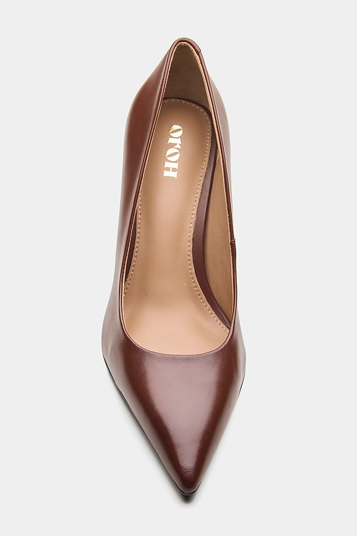 Brown Genuine Leather Heels by Oroh at Pernia's Pop Up Shop