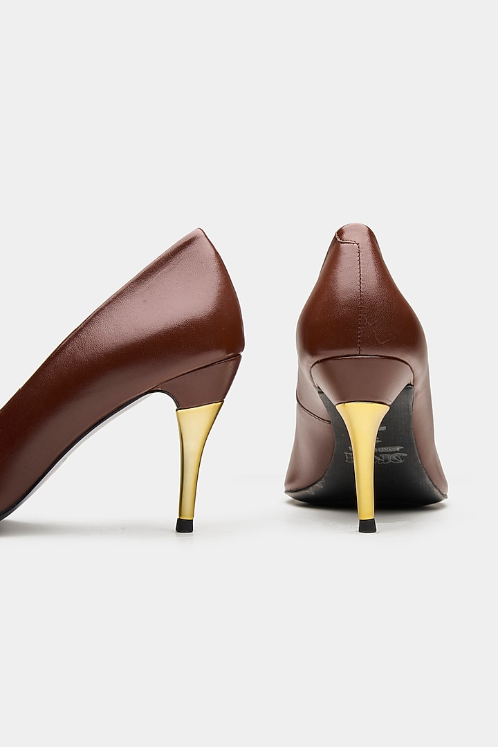 Brown Genuine Leather Heels by Oroh at Pernia's Pop Up Shop