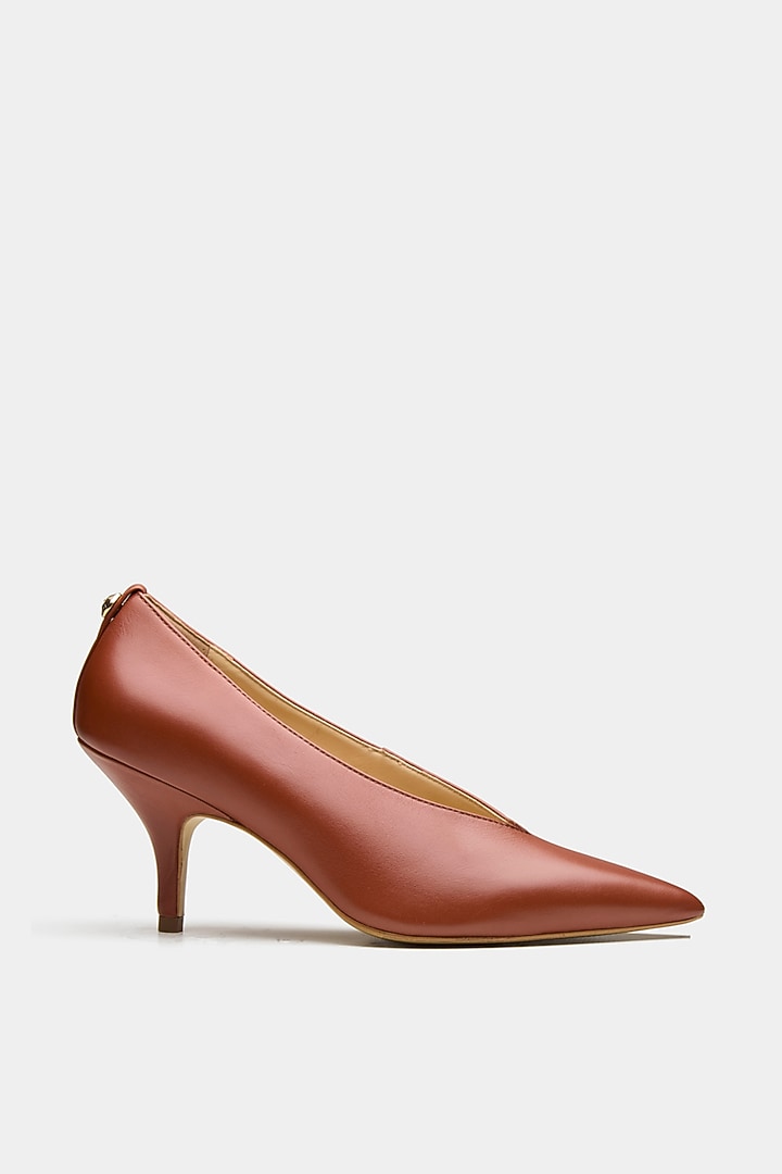 Tan Genuine Leather Pump Heels by Oroh at Pernia's Pop Up Shop