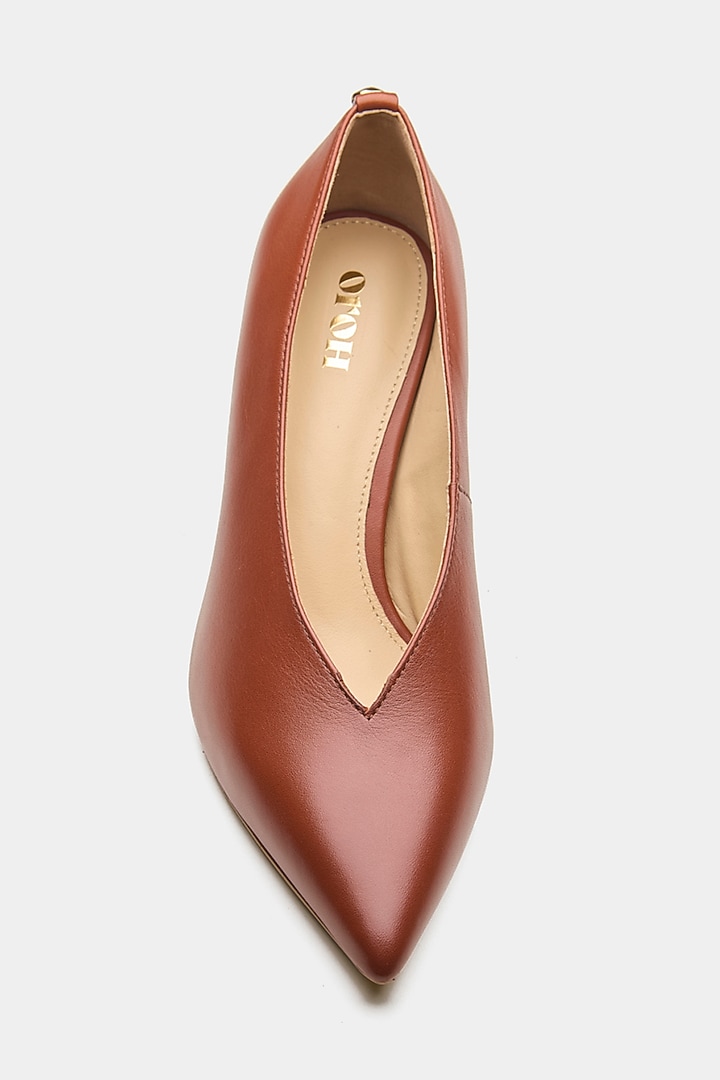Tan Genuine Leather Pump Heels by Oroh at Pernia's Pop Up Shop
