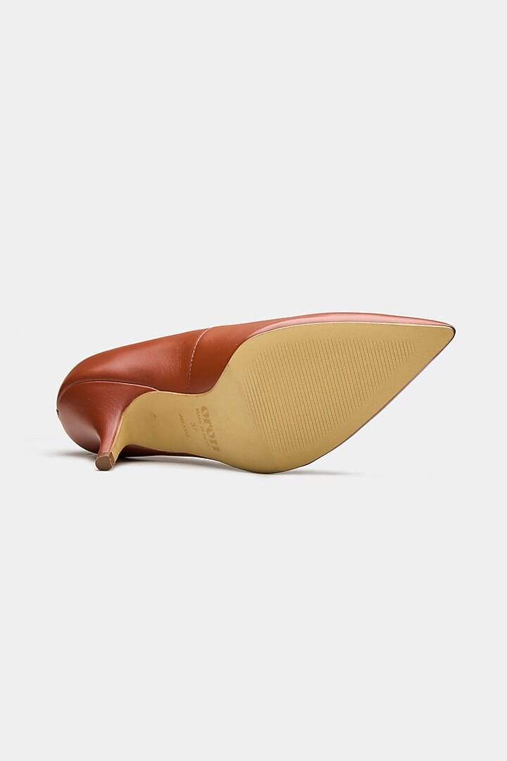 Tan Genuine Leather Pump Heels by Oroh at Pernia's Pop Up Shop