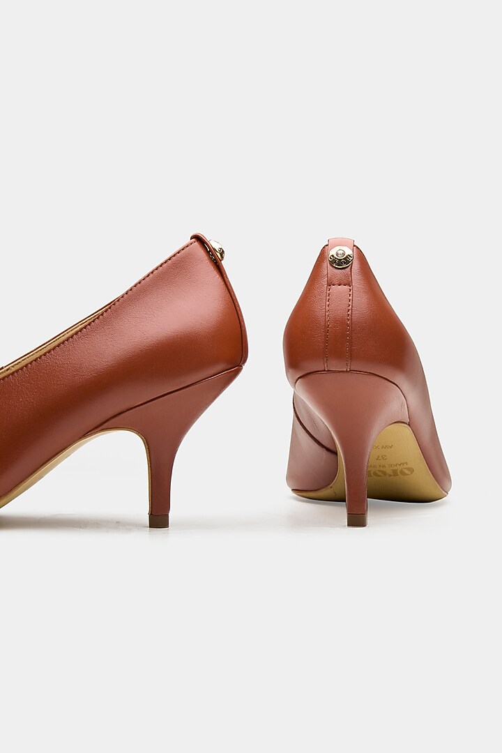 Tan Genuine Leather Pump Heels by Oroh at Pernia's Pop Up Shop