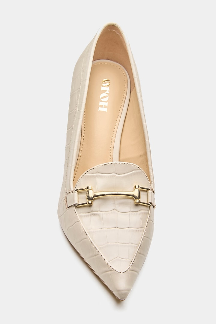 Nude Croc-Embossed Leather Pump Heels by Oroh at Pernia's Pop Up Shop