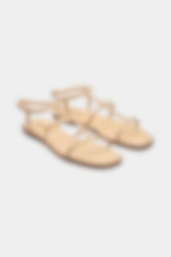 Nude Genuine Leather Flats by Oroh at Pernia's Pop Up Shop