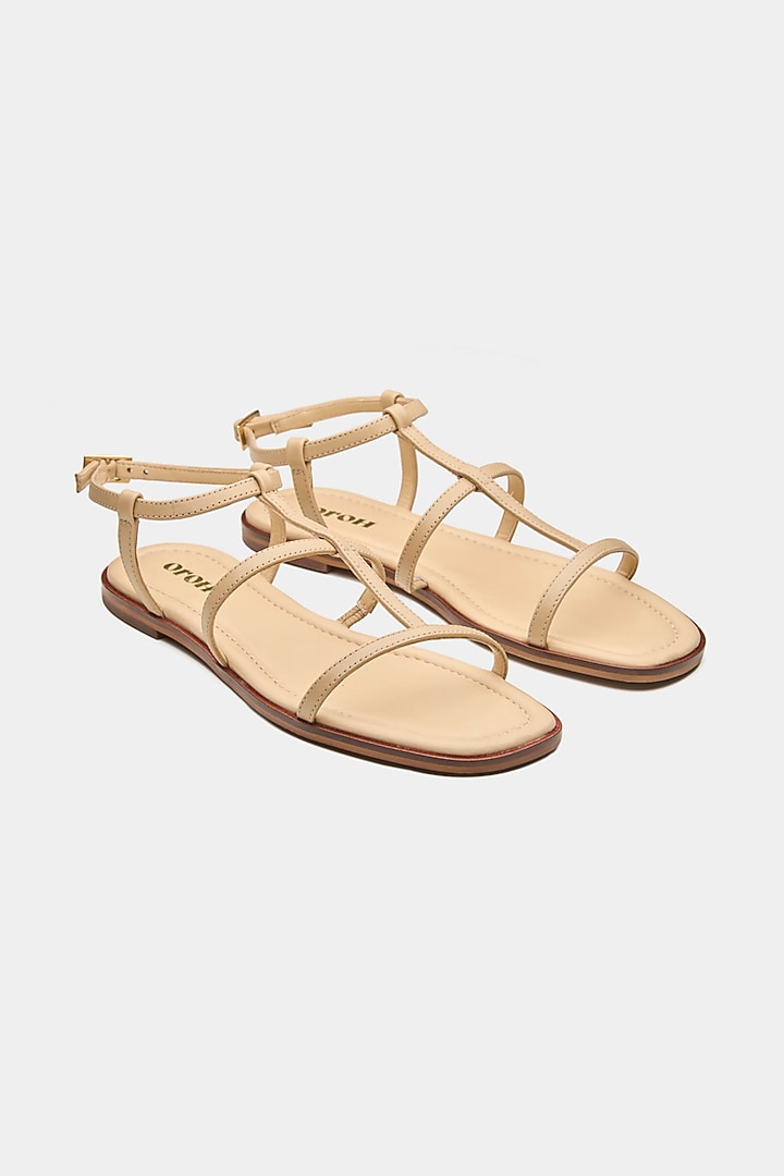 Nude Genuine Leather Flats by Oroh at Pernia's Pop Up Shop