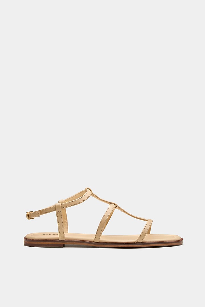 Nude Genuine Leather Flats by Oroh at Pernia's Pop Up Shop