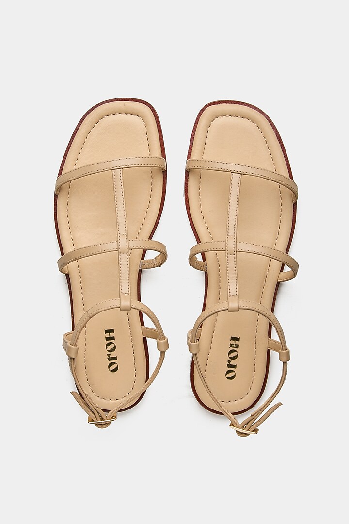 Nude Genuine Leather Flats by Oroh at Pernia's Pop Up Shop