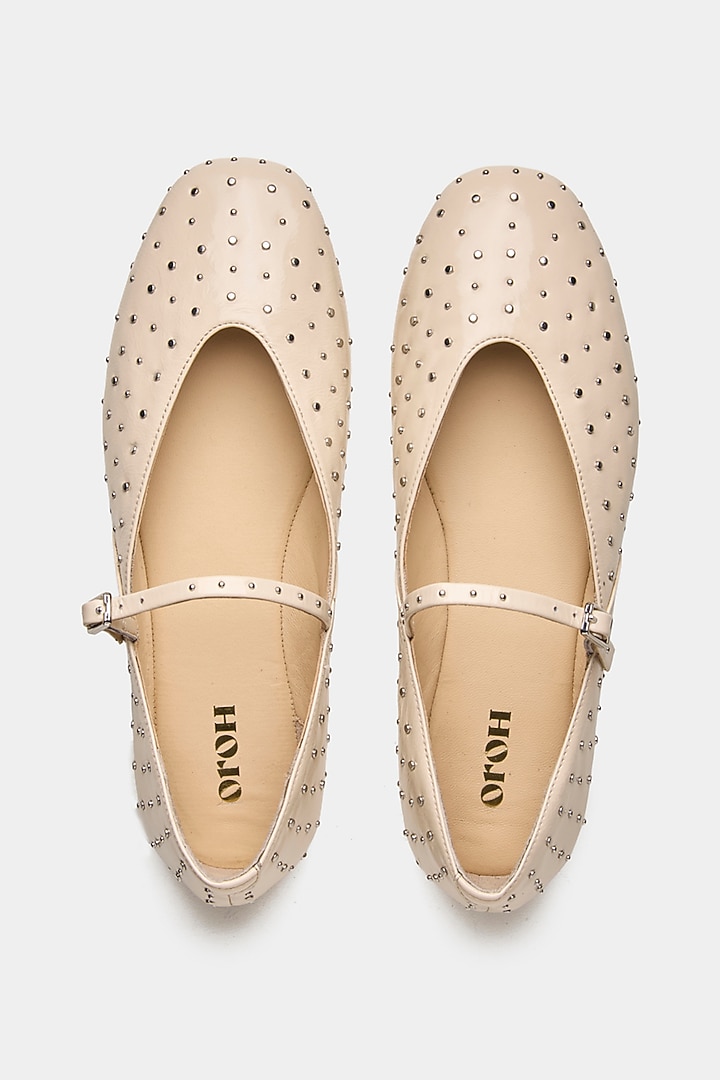 Off-White Patent Leather Ballerina Flats by Oroh at Pernia's Pop Up Shop