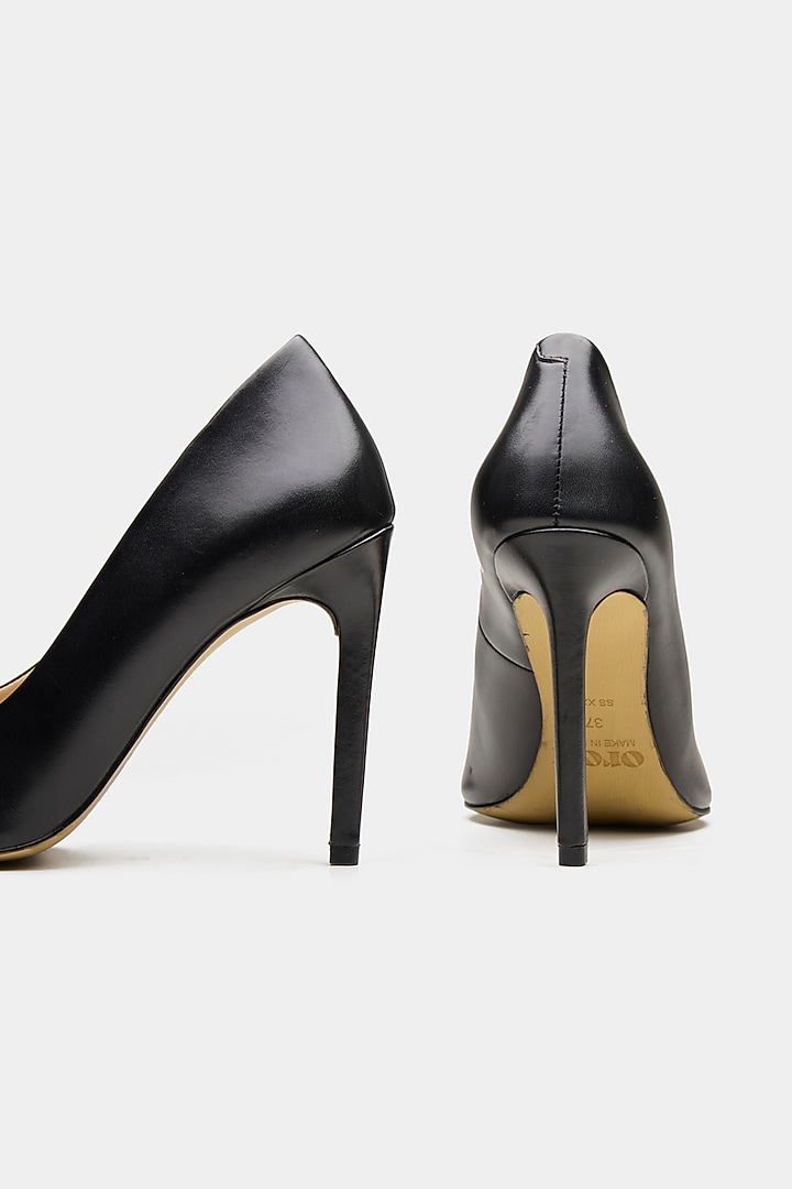 Black Genuine Leather & Suede Pump Heels by Oroh at Pernia's Pop Up Shop
