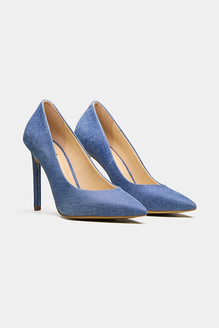 Blue Genuine Leather & Suede Pump Heels by Oroh at Pernia's Pop Up Shop