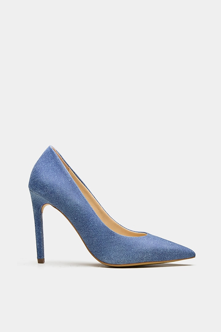 Blue Genuine Leather & Suede Pump Heels by Oroh at Pernia's Pop Up Shop
