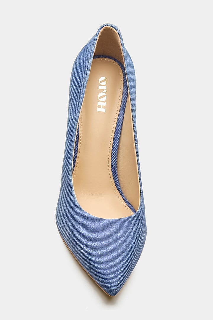Blue Genuine Leather & Suede Pump Heels by Oroh at Pernia's Pop Up Shop