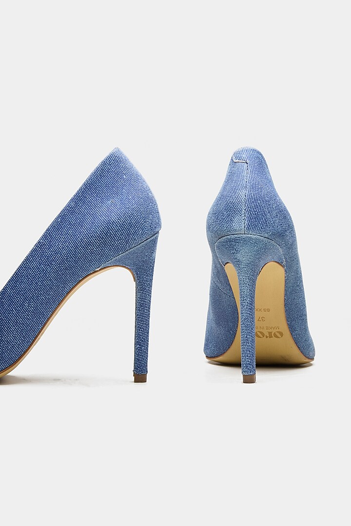 Blue Genuine Leather & Suede Pump Heels by Oroh at Pernia's Pop Up Shop