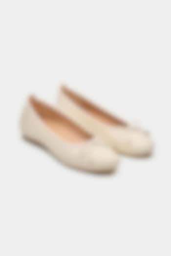 Nude Genuine Leather Ballerina Flats by Oroh at Pernia's Pop Up Shop