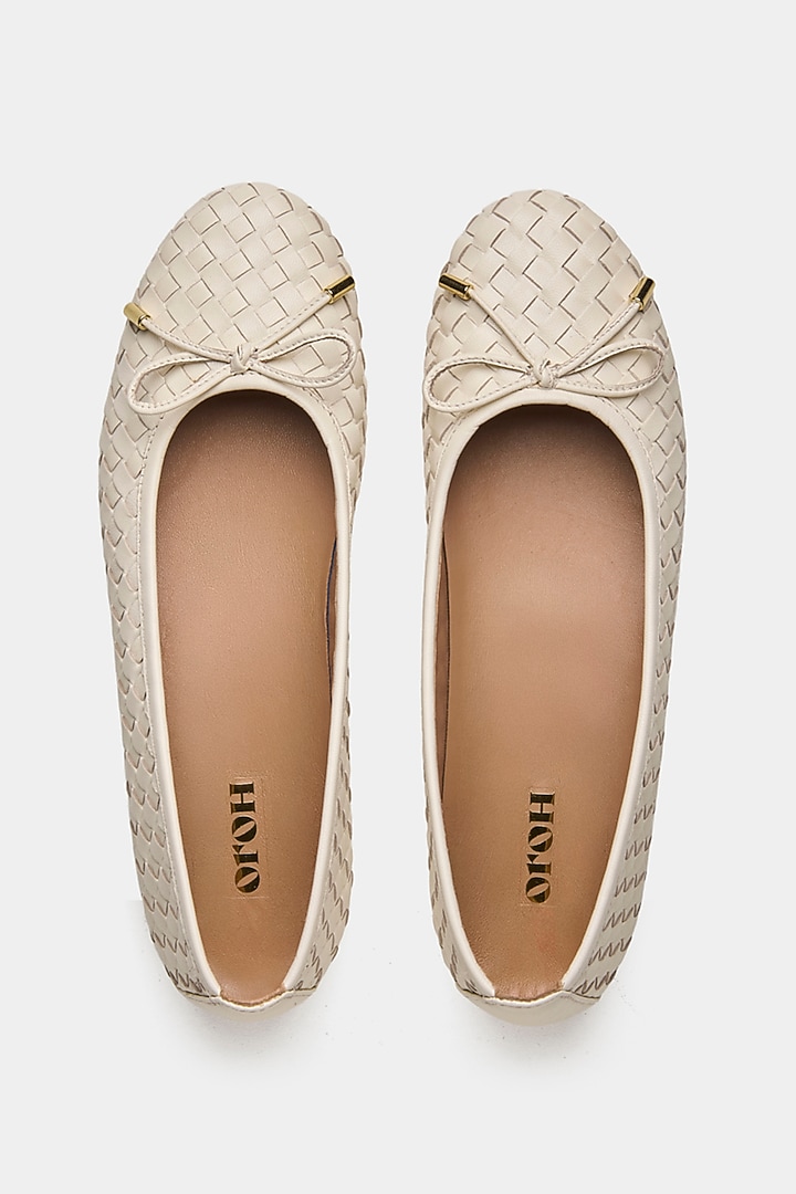 Nude Genuine Leather Ballerina Flats by Oroh at Pernia's Pop Up Shop