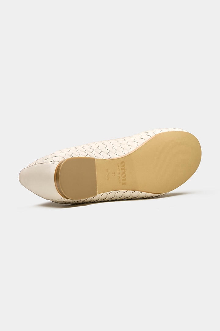Nude Genuine Leather Ballerina Flats by Oroh at Pernia's Pop Up Shop