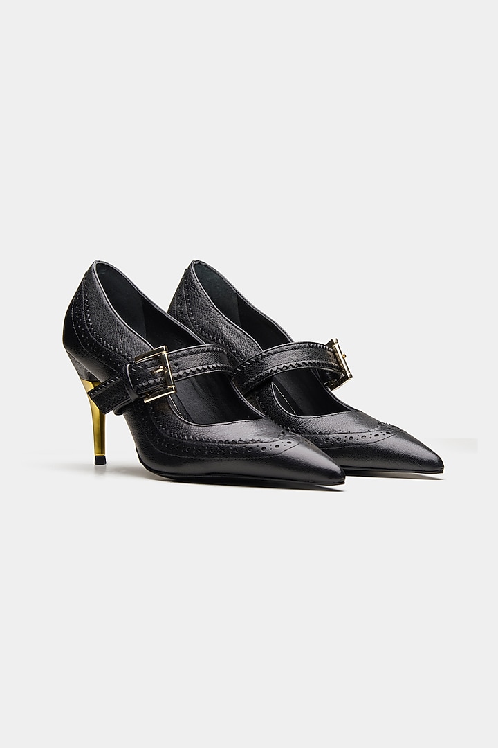 Black Genuine Leather Pointed-Toe Pump Heels by Oroh at Pernia's Pop Up Shop