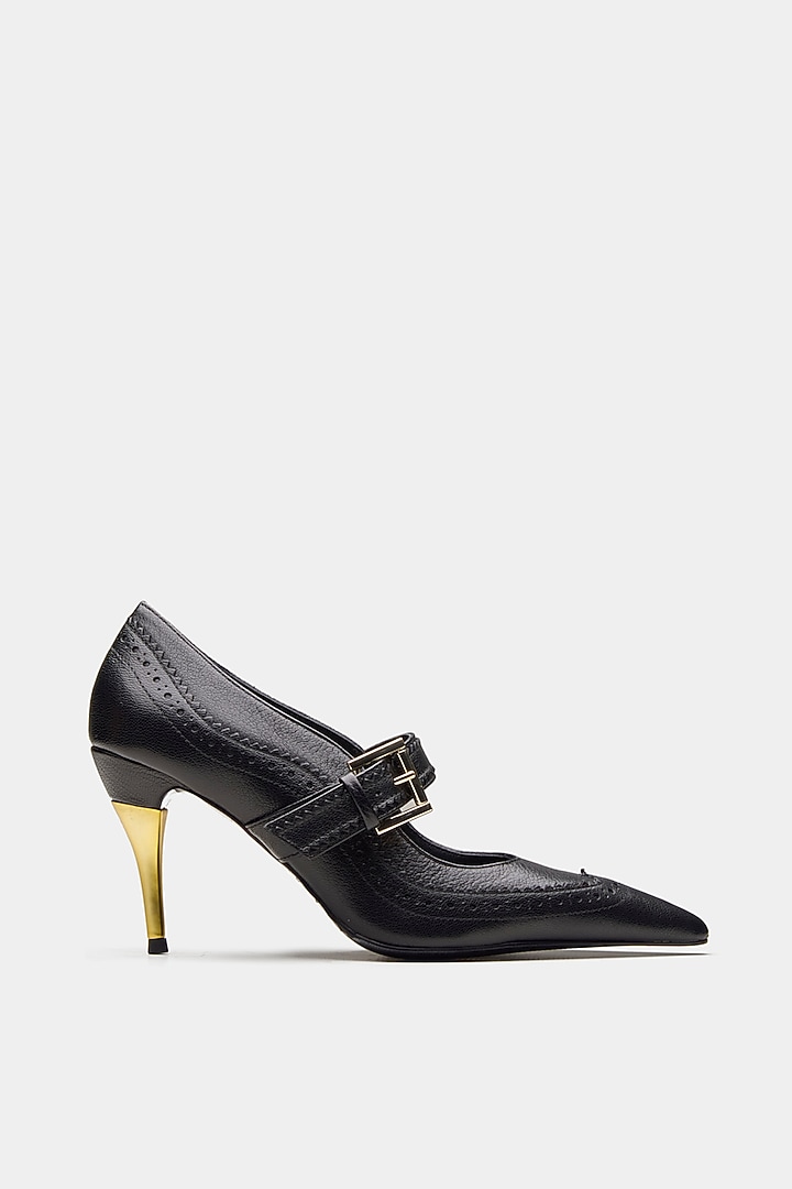 Black Genuine Leather Pointed-Toe Pump Heels by Oroh at Pernia's Pop Up Shop