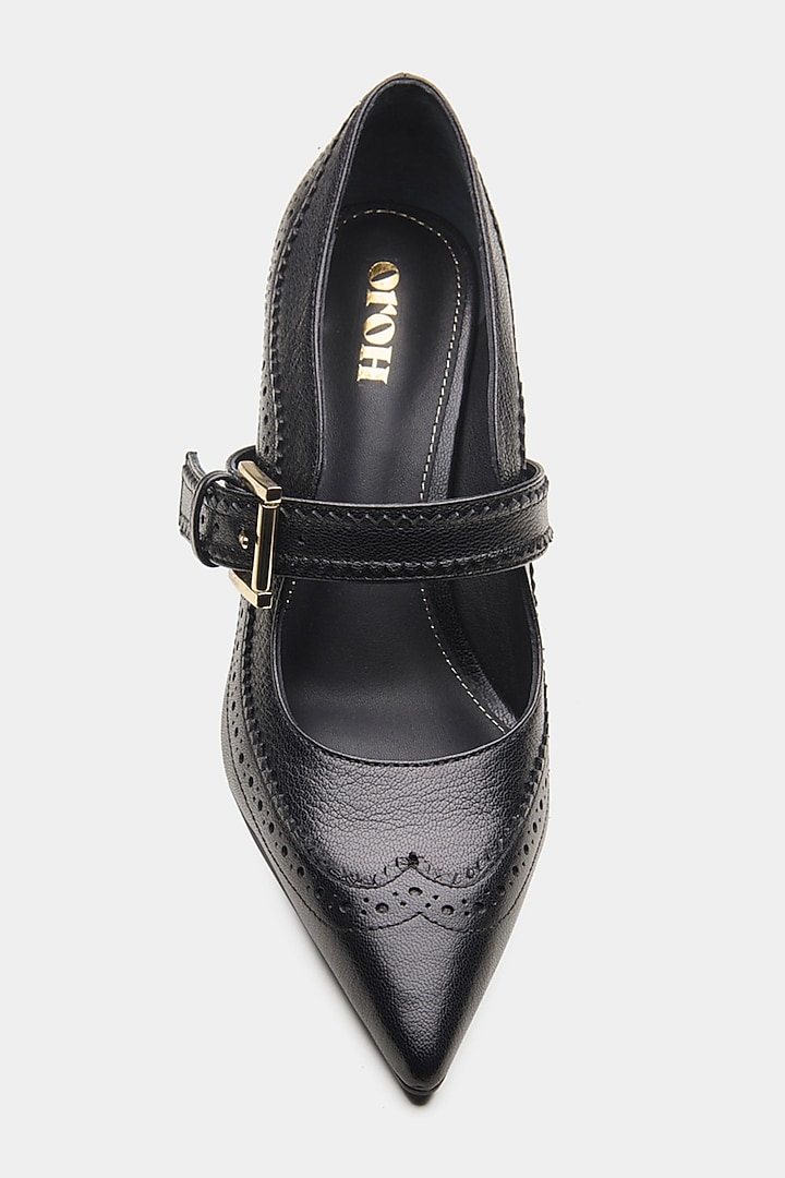 Black Genuine Leather Pointed-Toe Pump Heels by Oroh at Pernia's Pop Up Shop