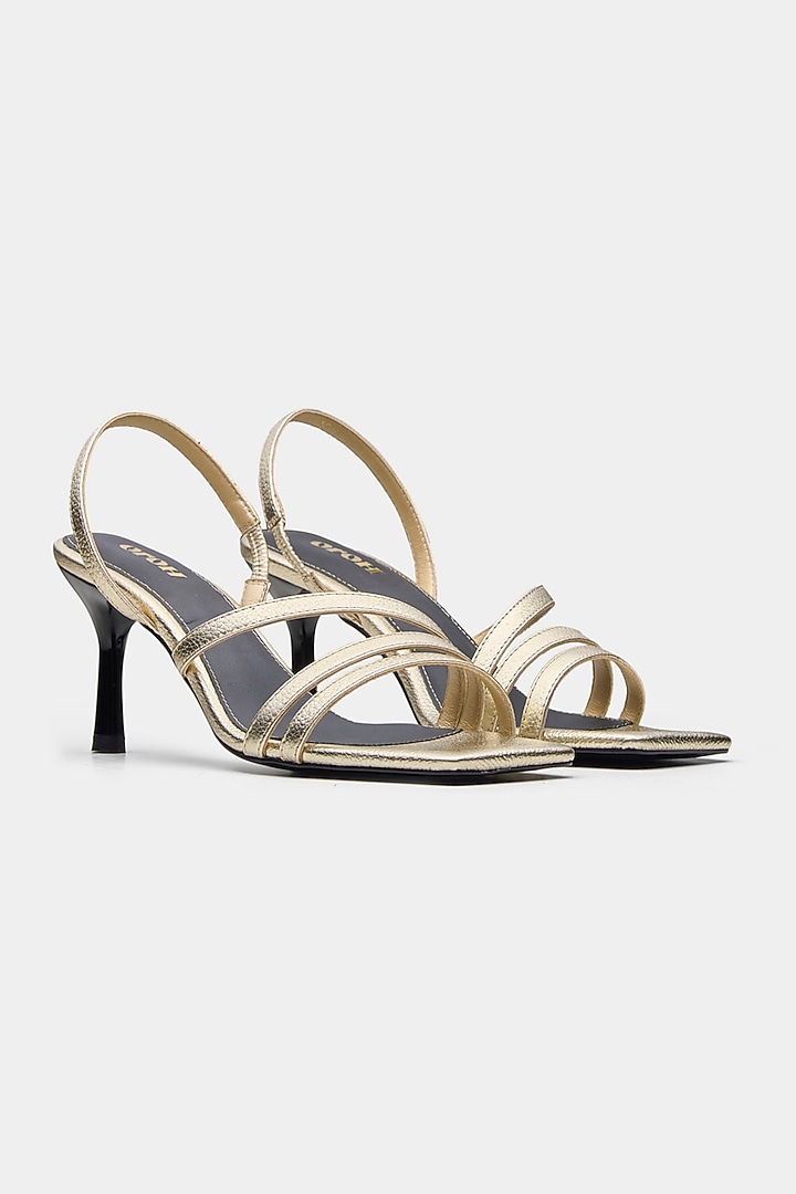 Gold Genuine Leather Stiletto Heels by Oroh at Pernia's Pop Up Shop