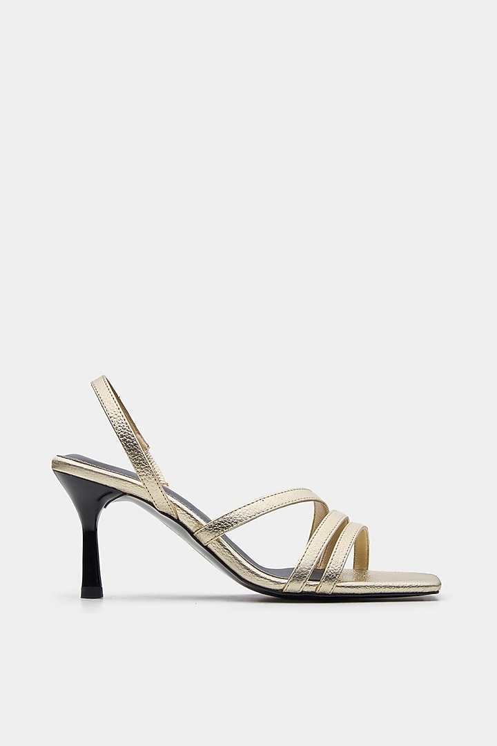 Gold Genuine Leather Stiletto Heels by Oroh at Pernia's Pop Up Shop