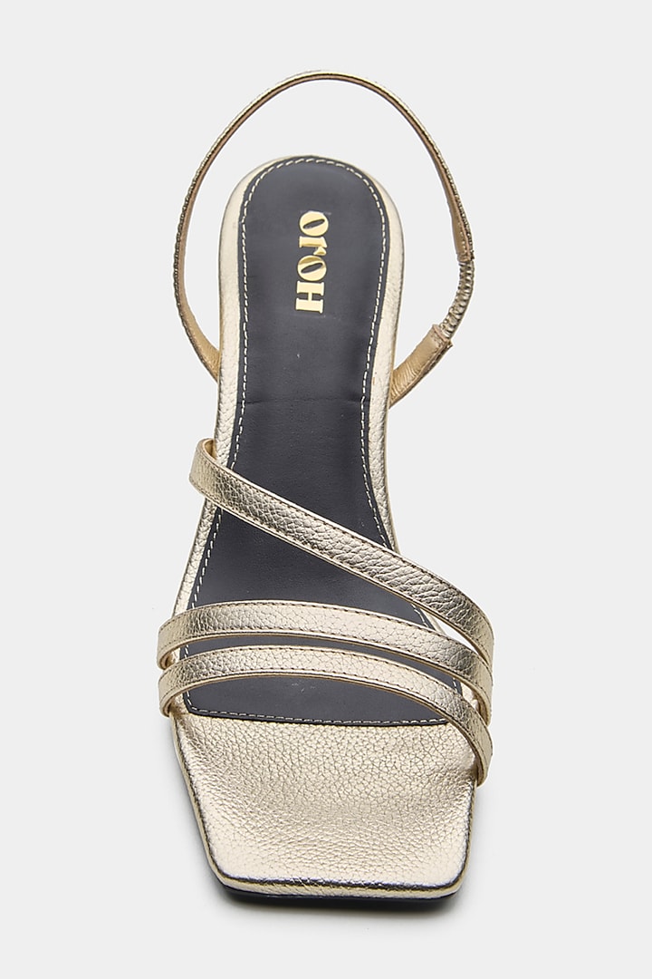 Gold Genuine Leather Stiletto Heels by Oroh at Pernia's Pop Up Shop