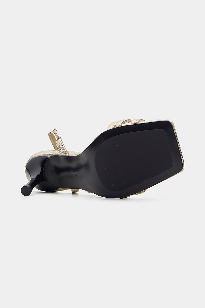 Gold Genuine Leather Stiletto Heels by Oroh at Pernia's Pop Up Shop