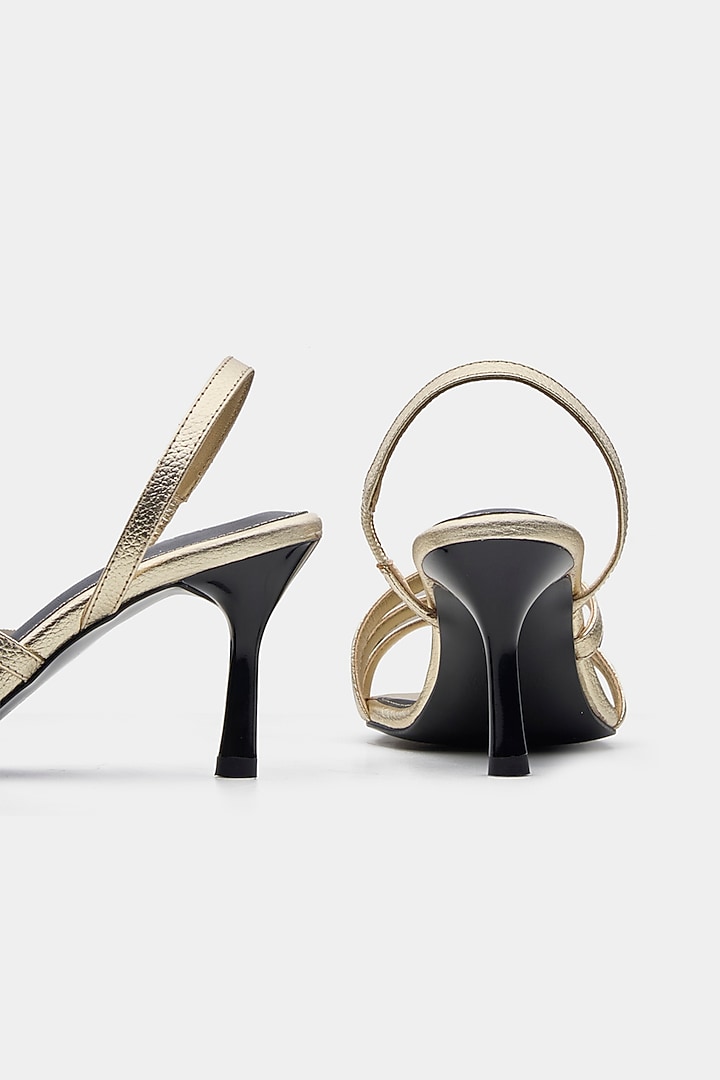 Gold Genuine Leather Stiletto Heels by Oroh at Pernia's Pop Up Shop