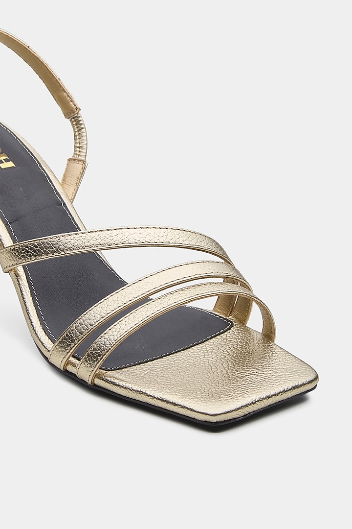 Gold Genuine Leather Stiletto Heels by Oroh at Pernia's Pop Up Shop