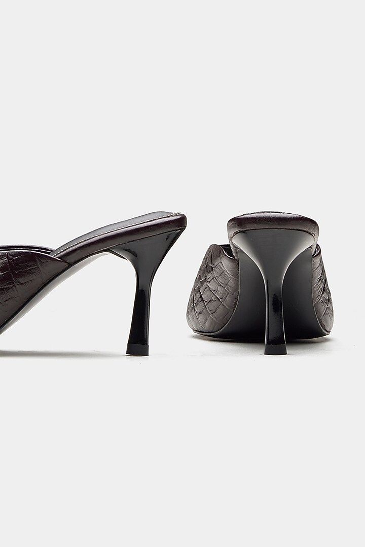 Brown Genuine Leather Square-Toe Stiletto Heels by Oroh at Pernia's Pop Up Shop