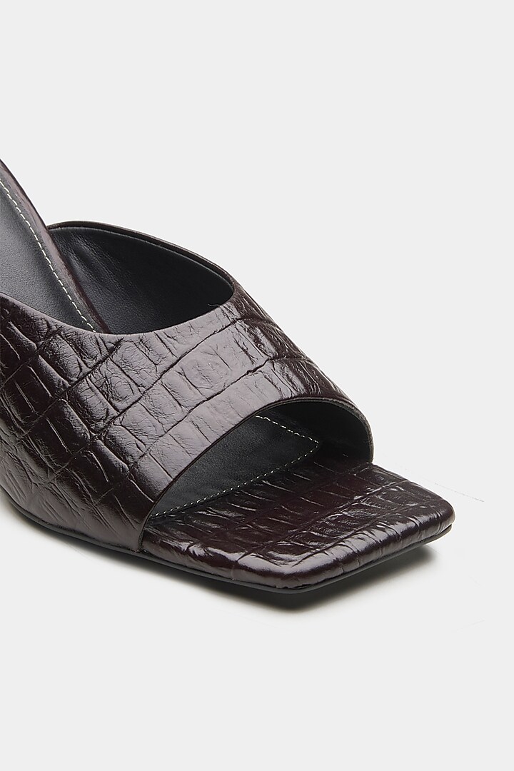 Brown Genuine Leather Square-Toe Stiletto Heels by Oroh at Pernia's Pop Up Shop