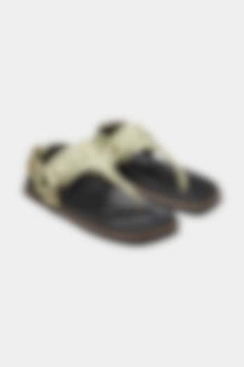 Green Genuine Leather Flats by Oroh at Pernia's Pop Up Shop